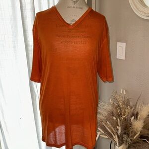 Hutch St Co men’s v-neck shortsleeve t-shirt soft vintage top orange shirt Large